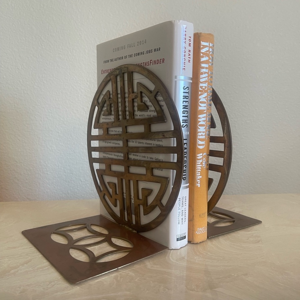 Vintage Asian Brass Bookends